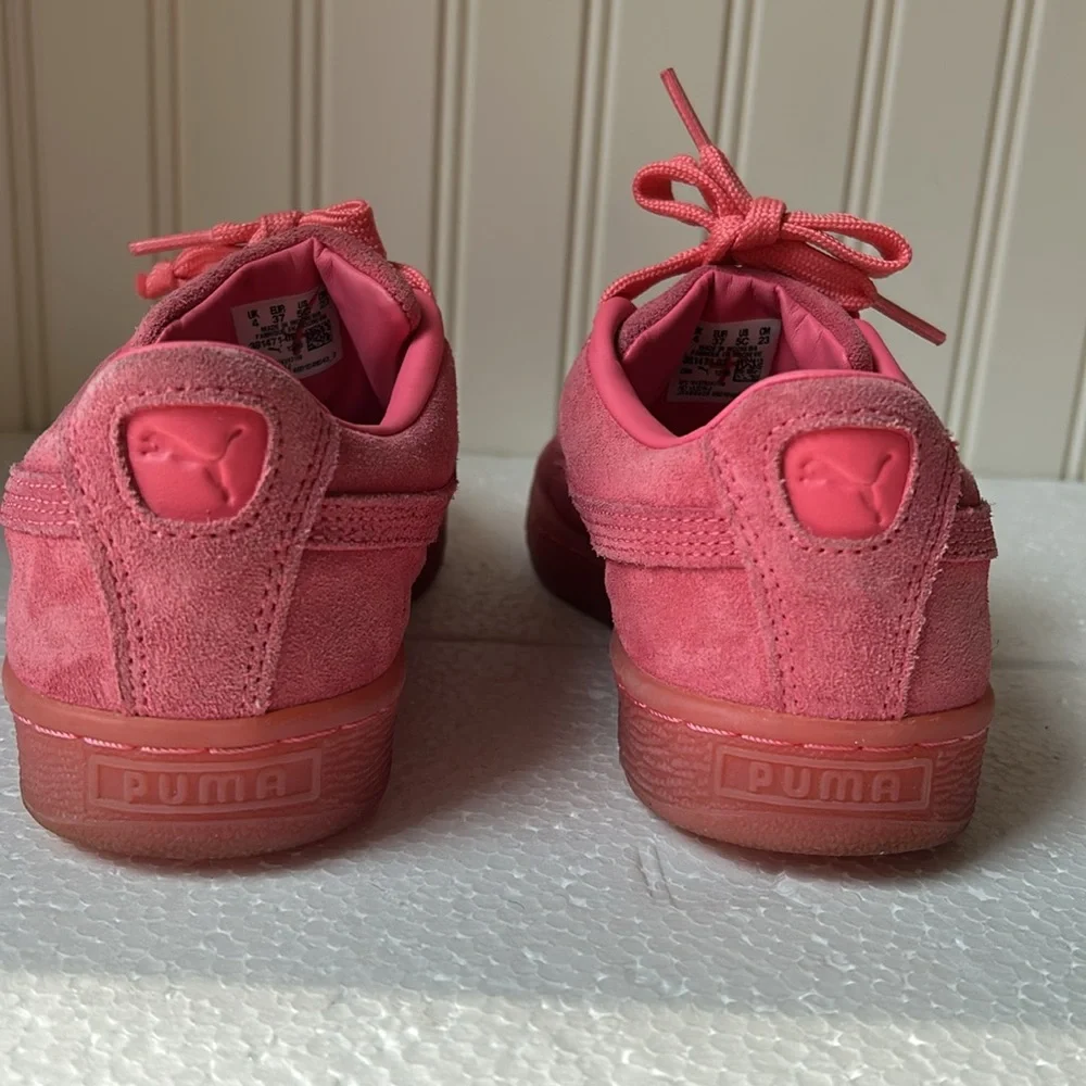 Puma kids Suede Lace Up youth sneakers size 5 pinkish coral